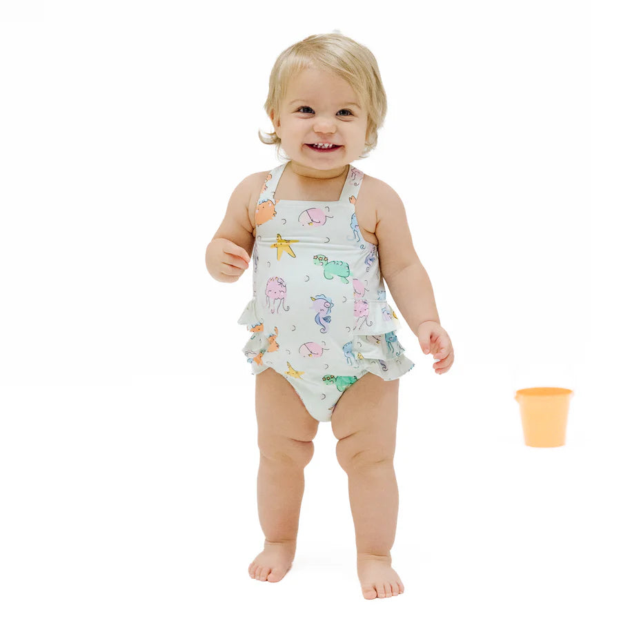 RUFFLE SUNSUIT - CUTE SEA CREATURES