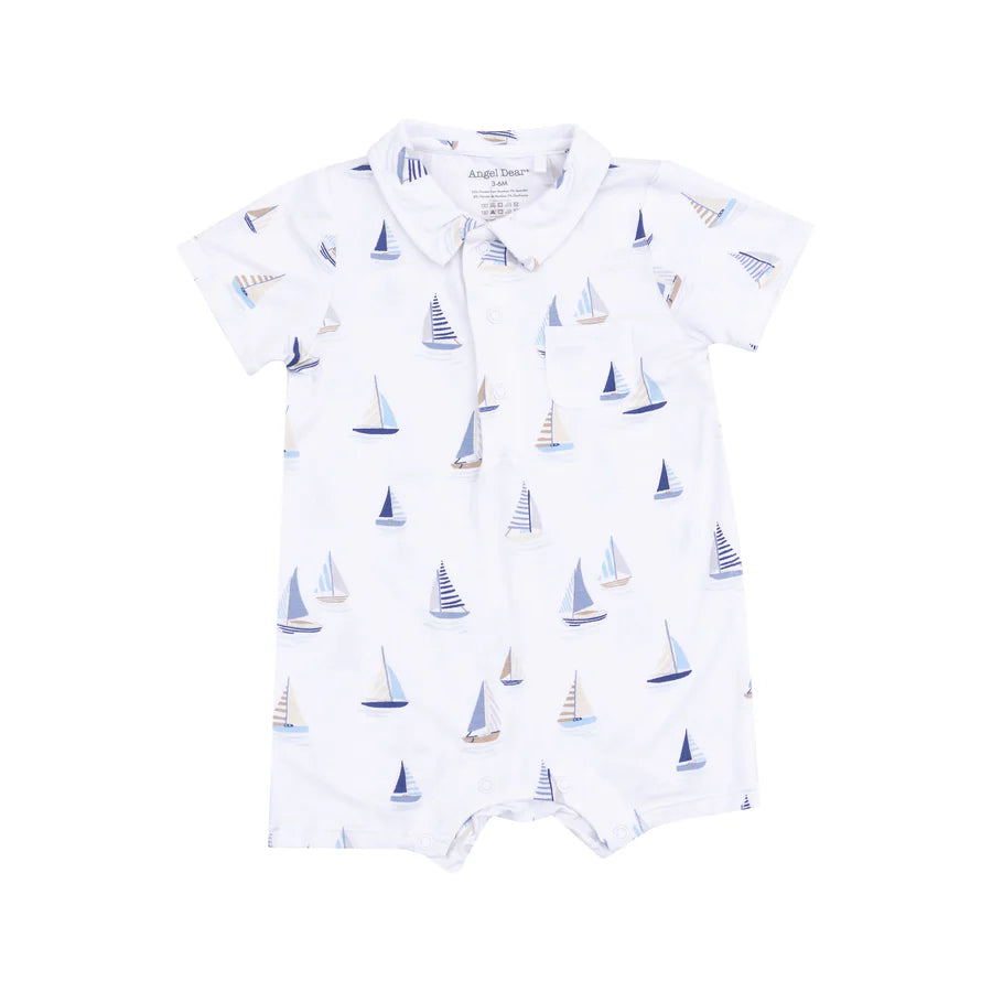 POLO SHORTIE - Sailboats Blue