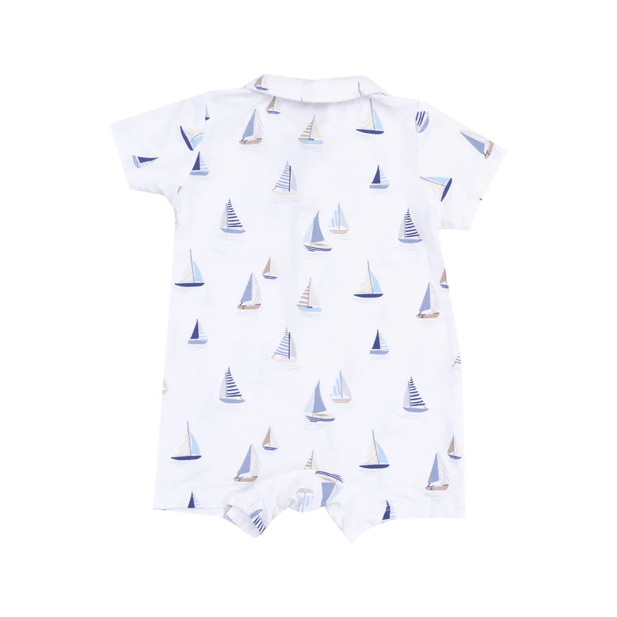 POLO SHORTIE - Sailboats Blue