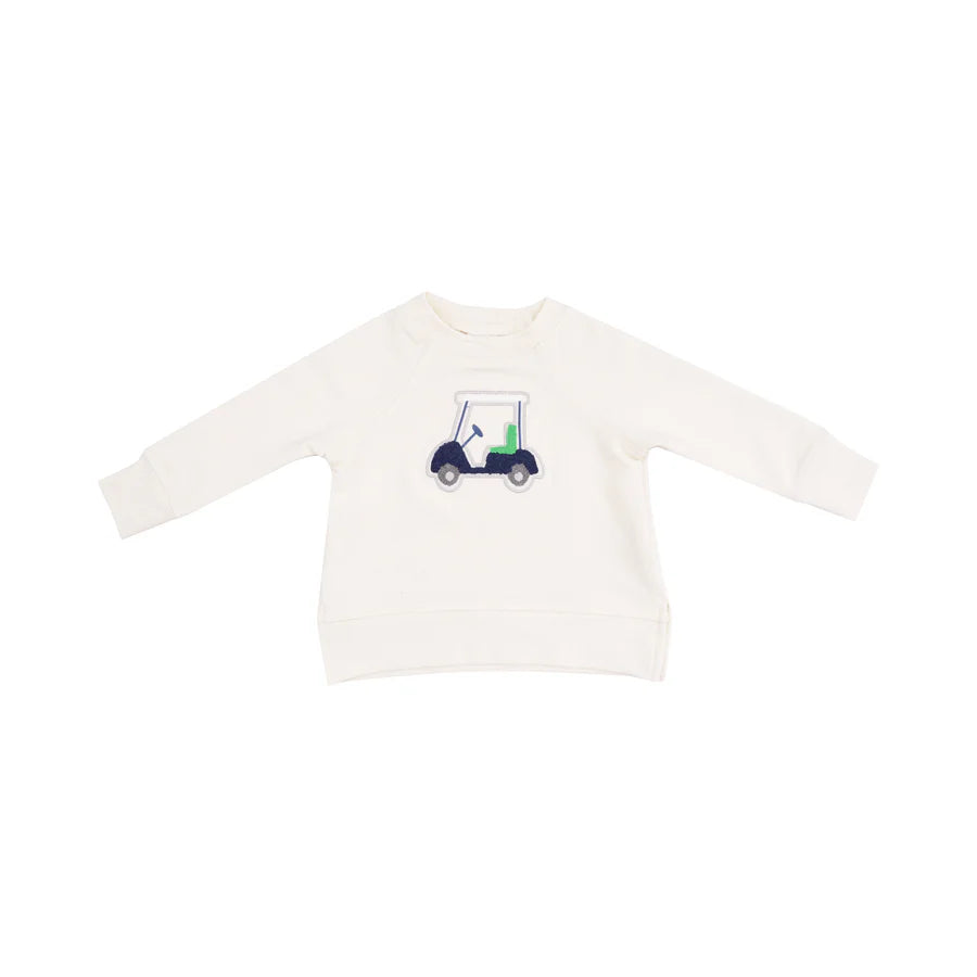 FRENCH TERRY RAGLAN SWEATSHIRT WITH APPLIQUE AND SHORT - GOLF CART BLUE