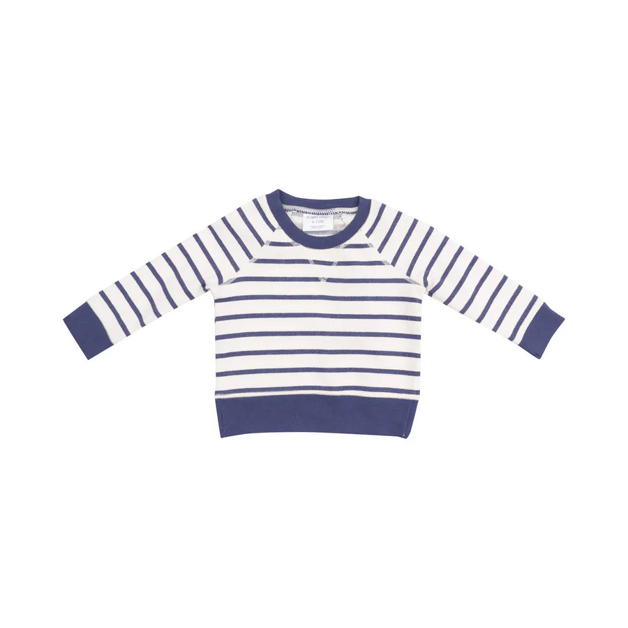 FRENCH TERRY RAGLAN SWEATSHIRT AND JOGGER SET - NAVY STRIPE