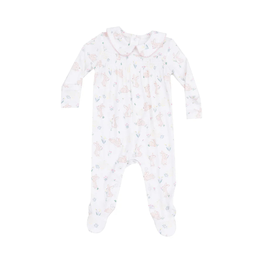 SMOCKED PETER PAN FOOTIE - BUNNY AND DUCK