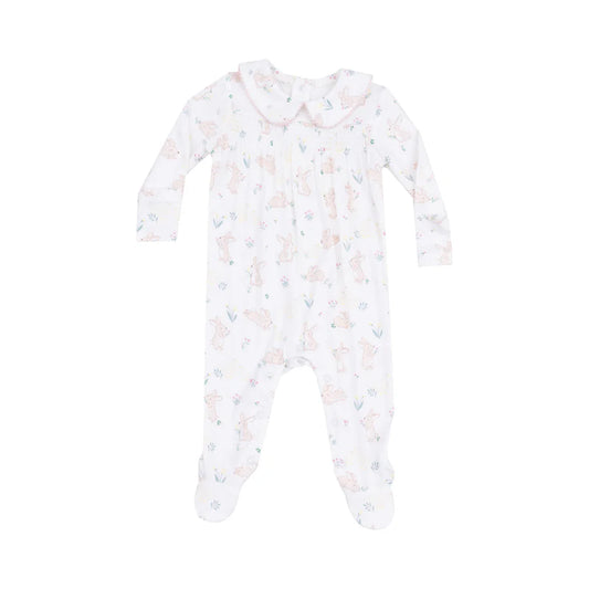 SMOCKED PETER PAN FOOTIE - BUNNY AND DUCK