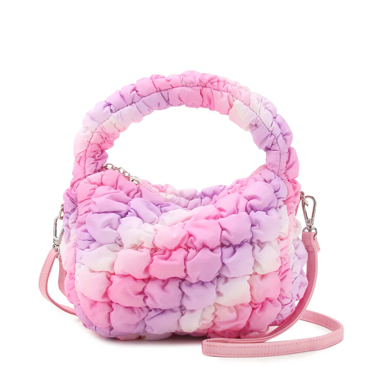 Quilted Scrunchies Mini Hobo Crossbody Bag, Cotton Candy Ombre Scrunch