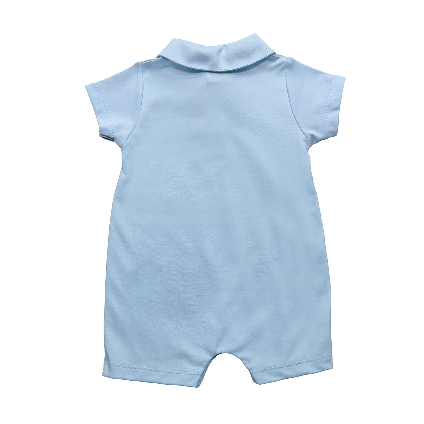 Pima Polo Romper, Light Blue