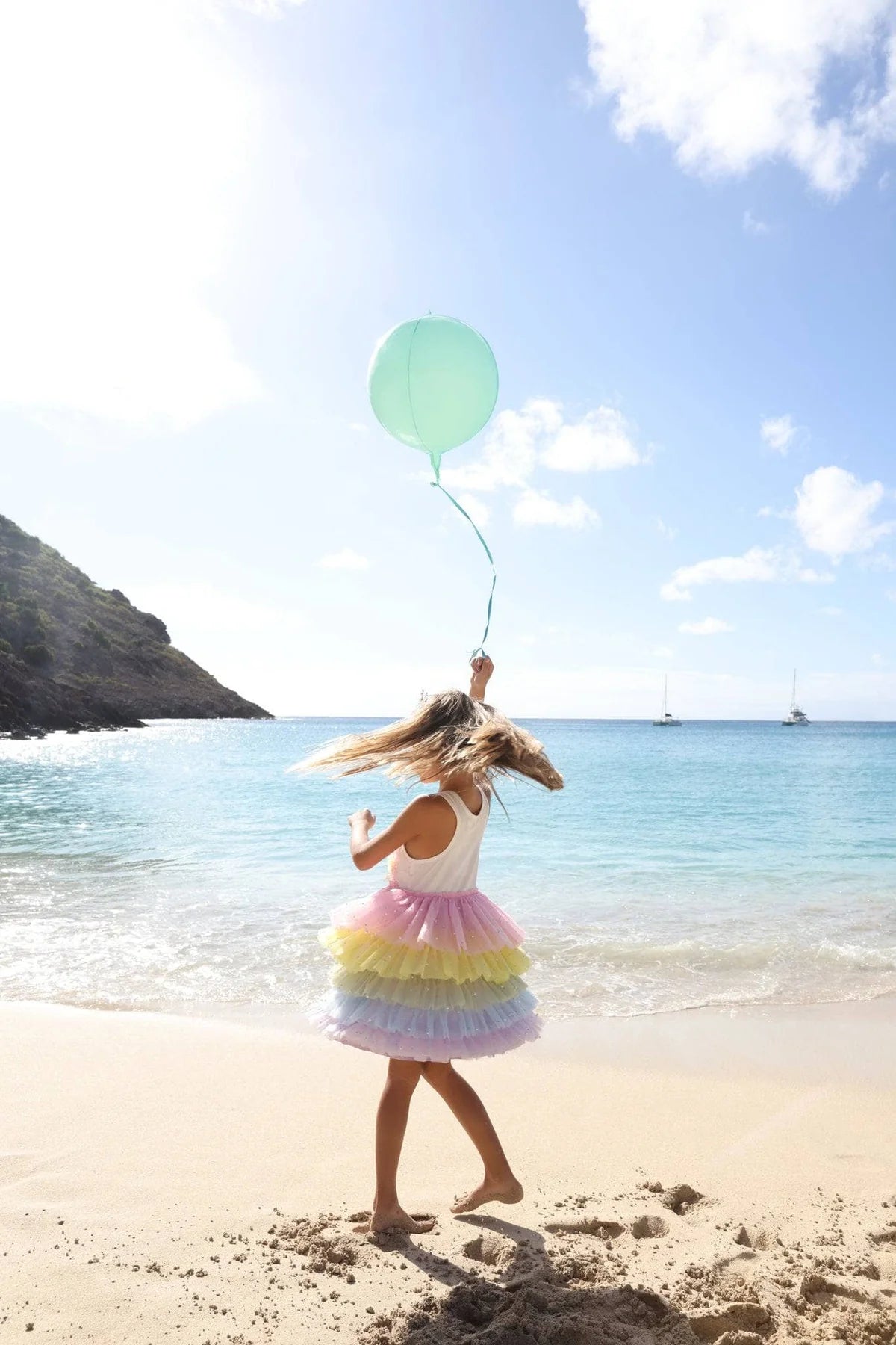 3D Rainbow White Tank Dress