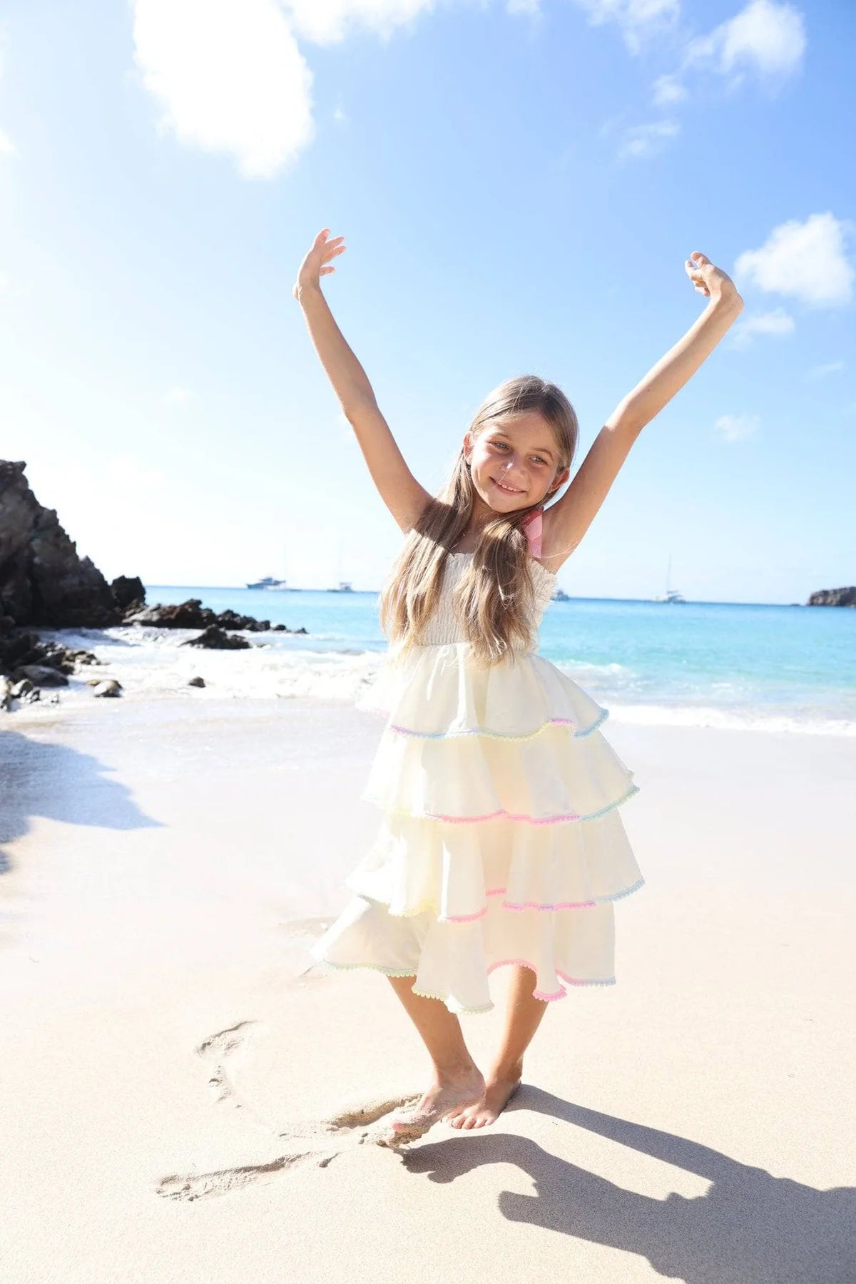 Rainbow Tiered Bow Dress