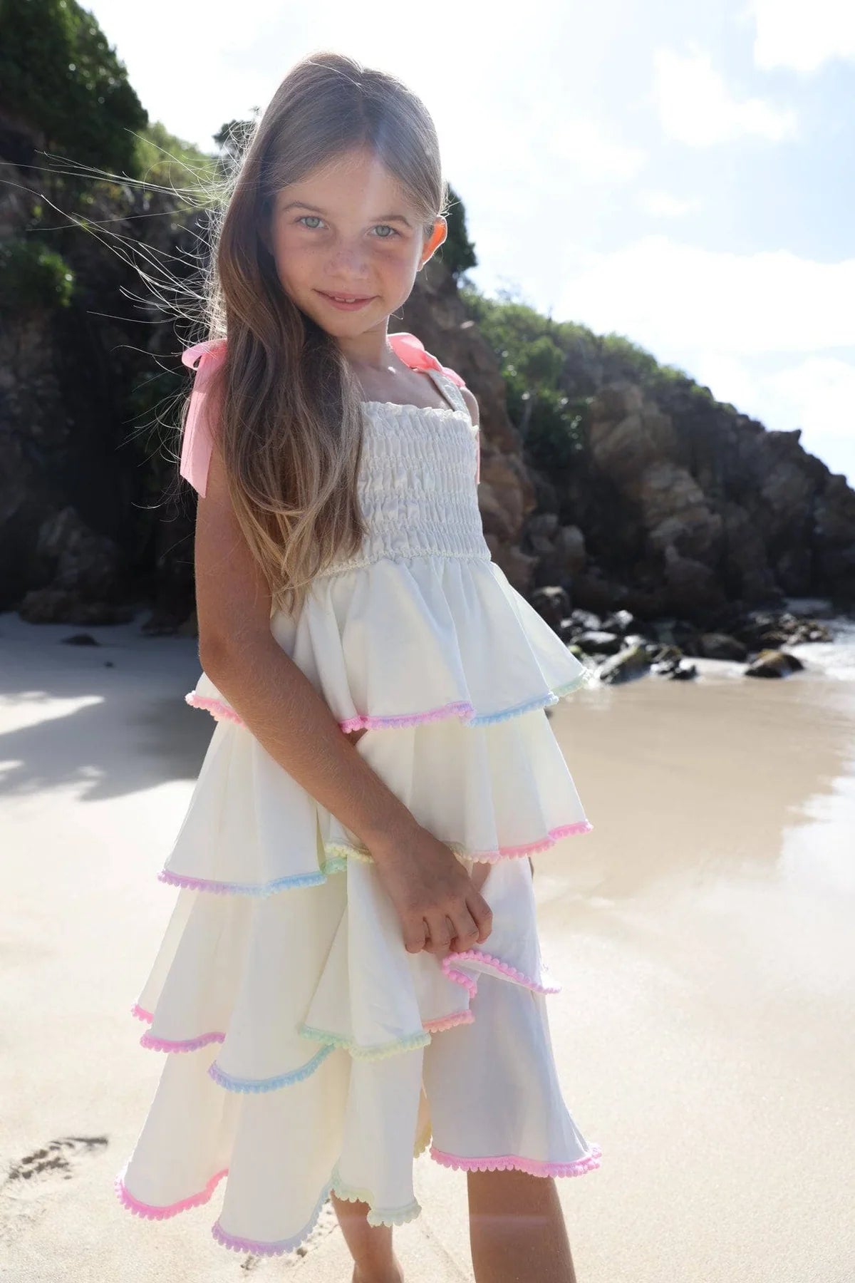 Rainbow Tiered Bow Dress