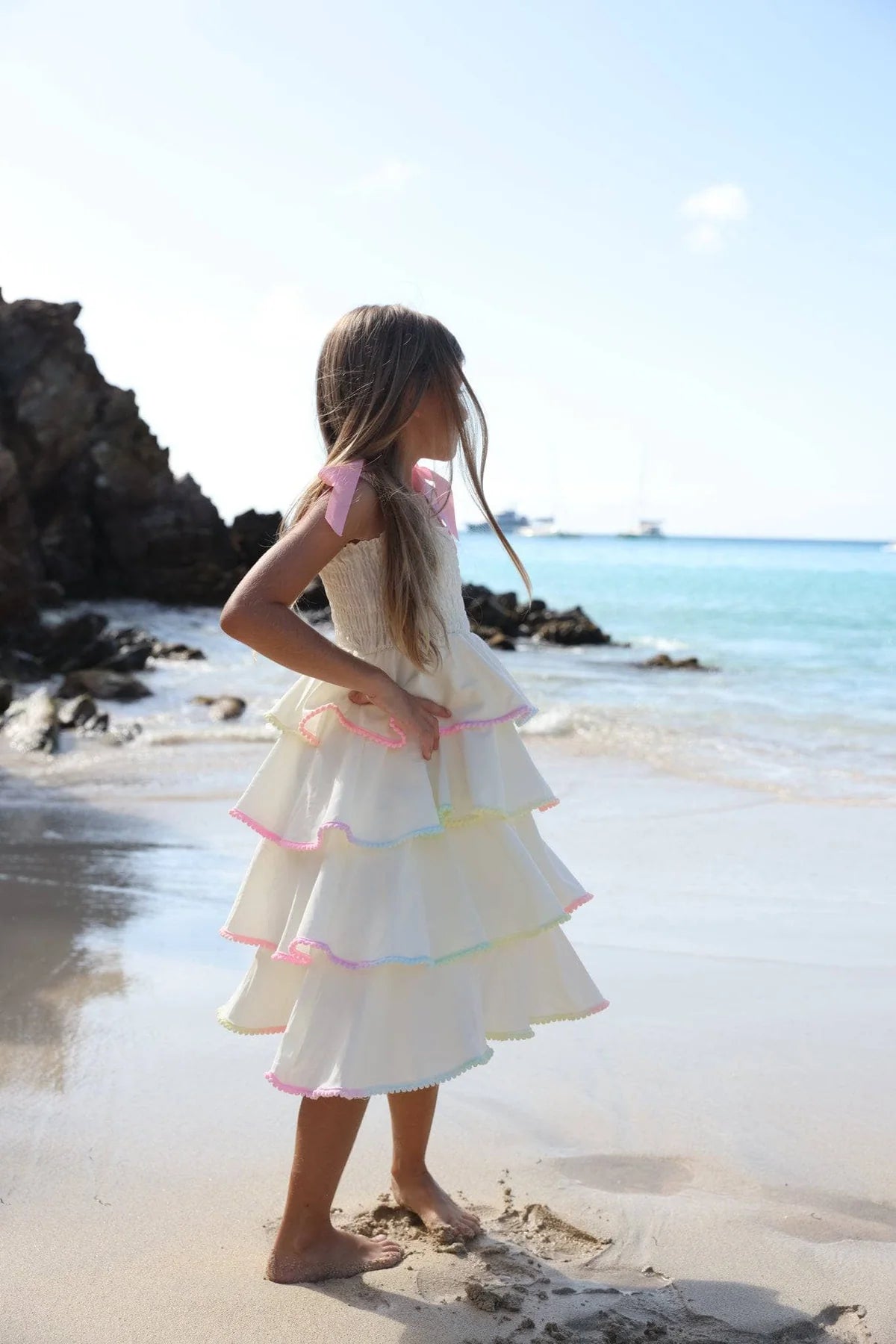 Rainbow Tiered Bow Dress