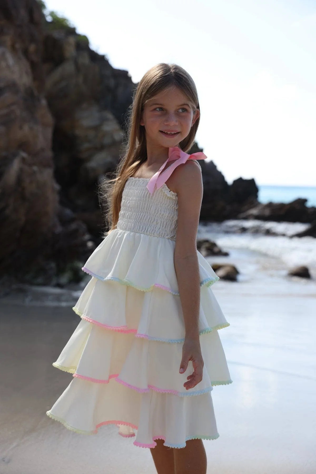 Rainbow Tiered Bow Dress