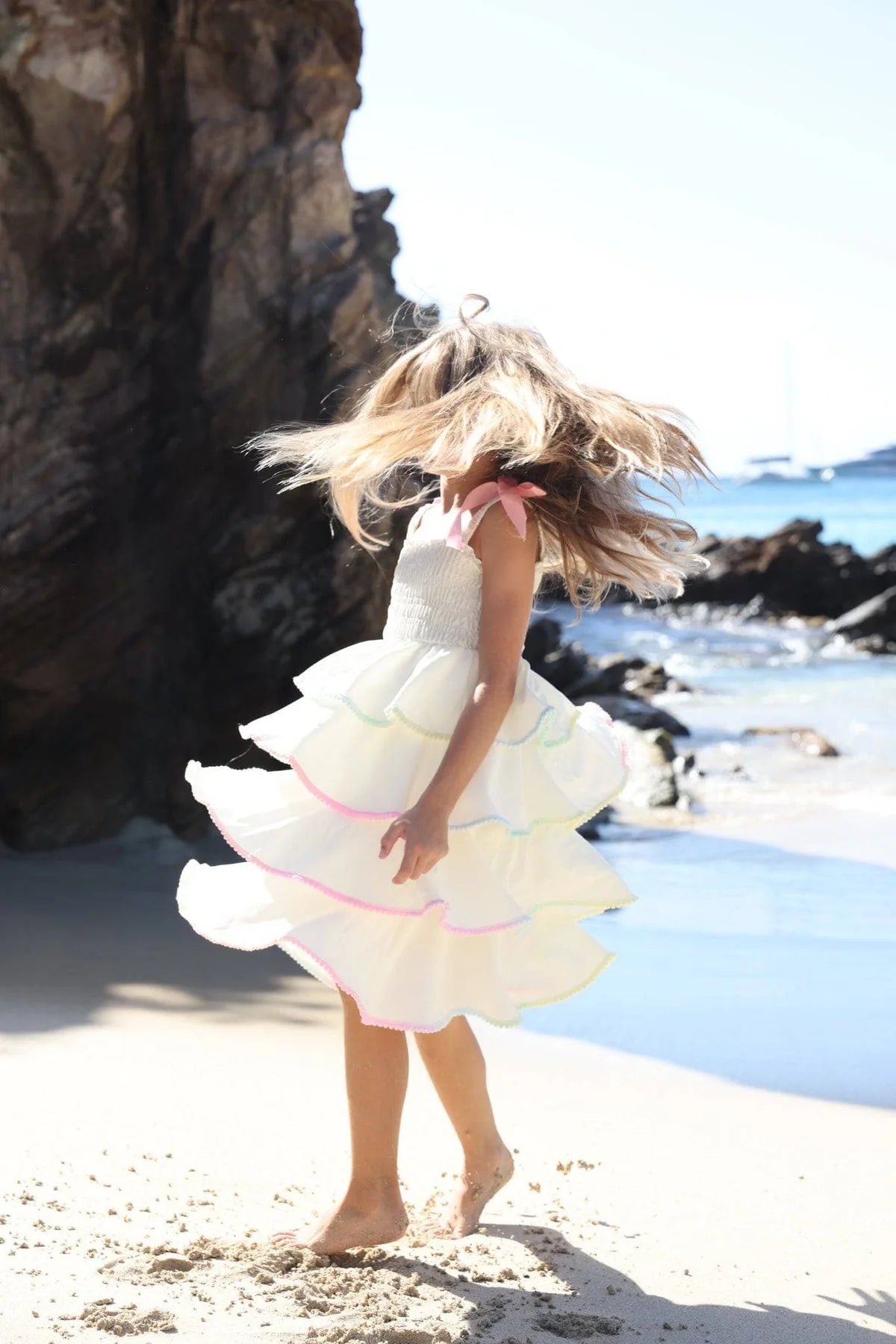 Rainbow Tiered Bow Dress