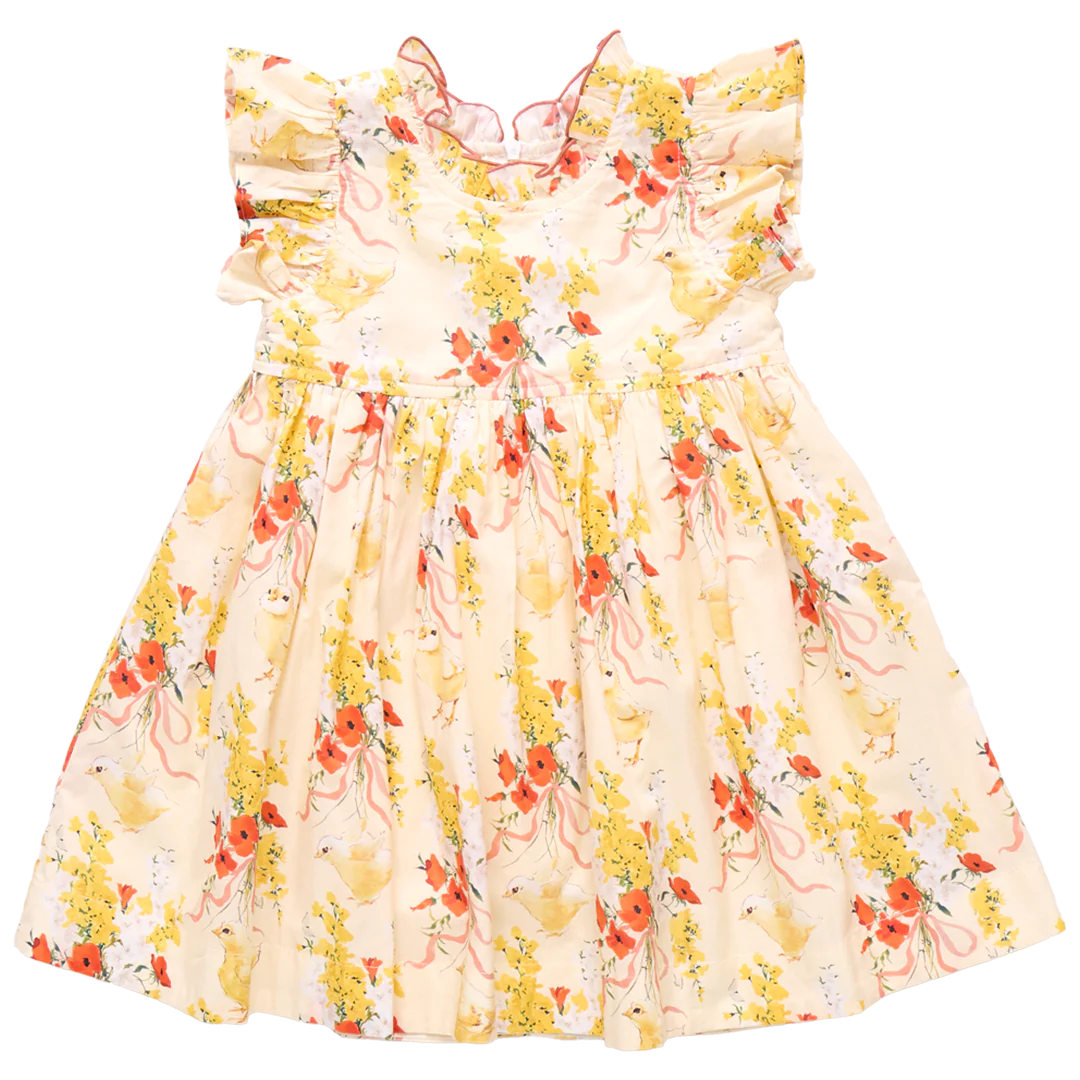 Girls Jennifer Dress - Yellow Chicks