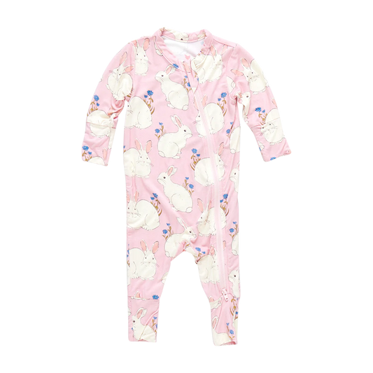 Baby’s First Bamboo Romper, Pink Bunnies