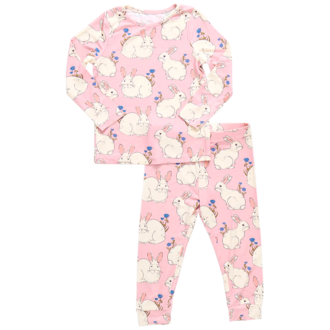 Bamboo Easter PJ Set, Pink Bunnies