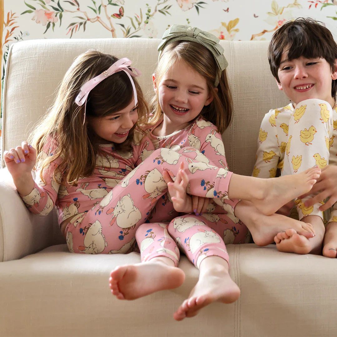 Bamboo Easter PJ Set, Pink Bunnies