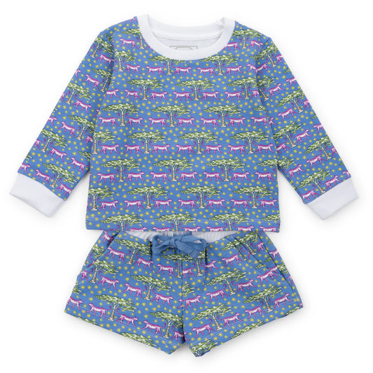 STELLA GIRLS' SWEATSHIRT SHORT SET - ROYAL SAFARI