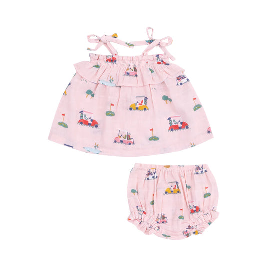 RUFFLE TOP & BLOOMER - GOLF CART CUTIES PINK