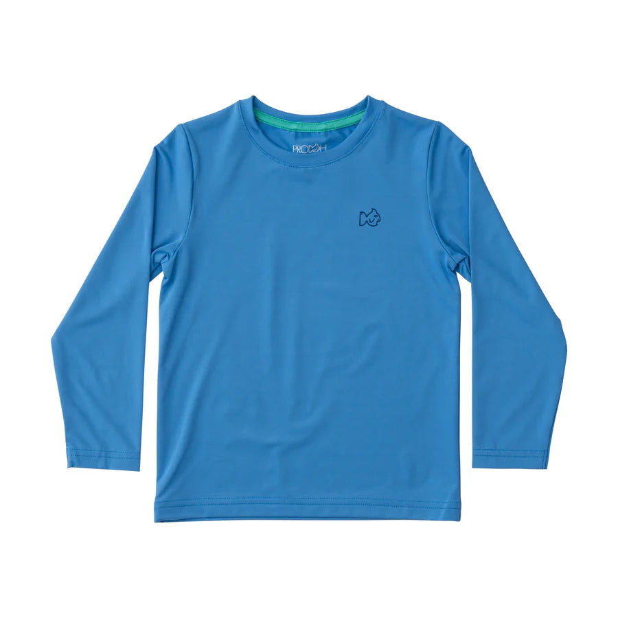 KIDS PRO PERFORMANCE LONG SLEEVE FISHING T-SHIRT IN MARINA BLUE SEA TURTLES