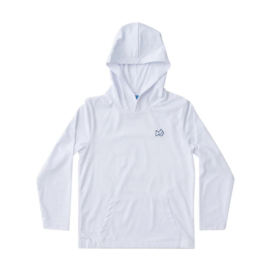 KIDS PRO PERFORMANCE HOODIE FISHING T-SHIRT IN BRIGHT WHITE OFFSHORE SLAM