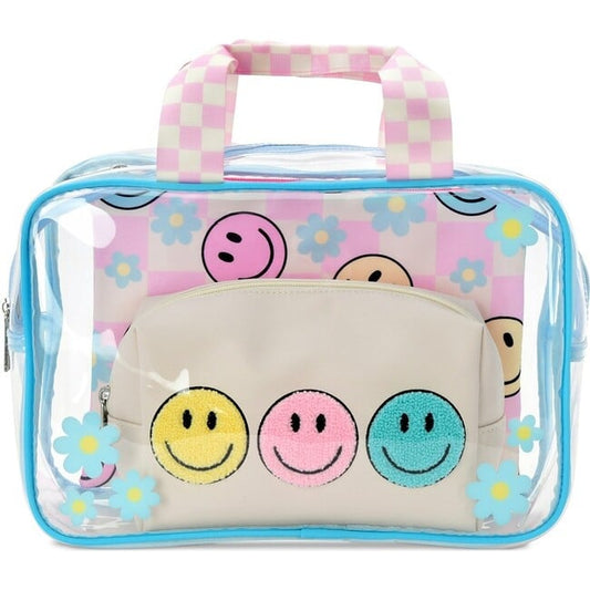 Happy Check Cosmetic Bag Trio