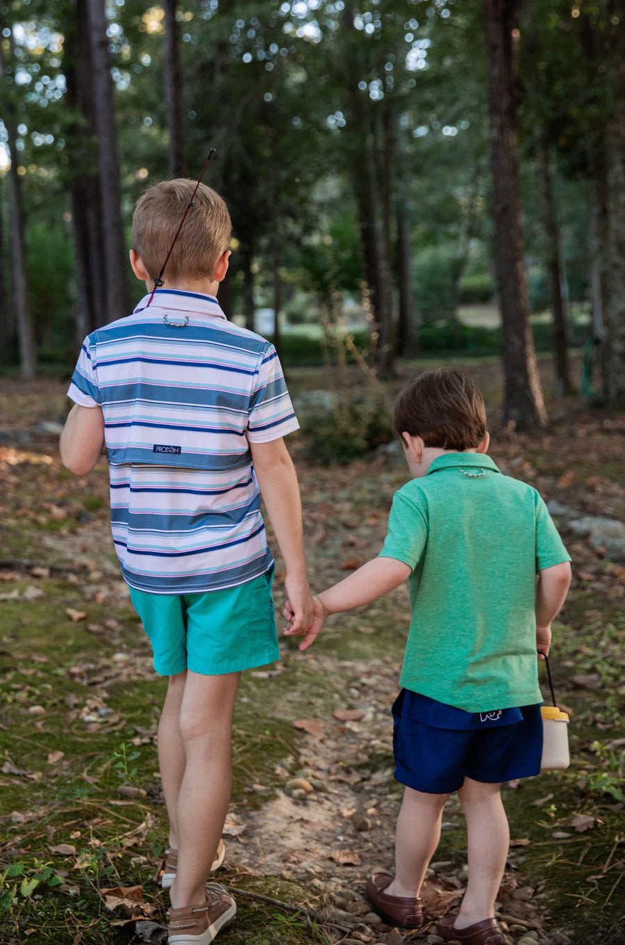 BOYS SHORT SLEEVE PRO PERFORMANCE POLO IN PROVINCIAL BLUE MULTI STRIPE