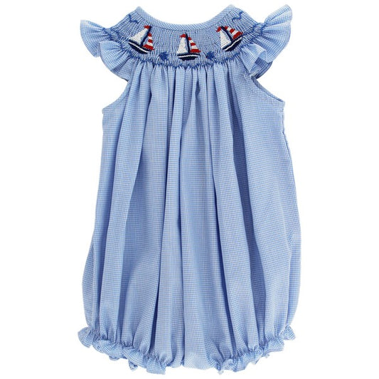 Smocked Sailboats - Bishop Romper