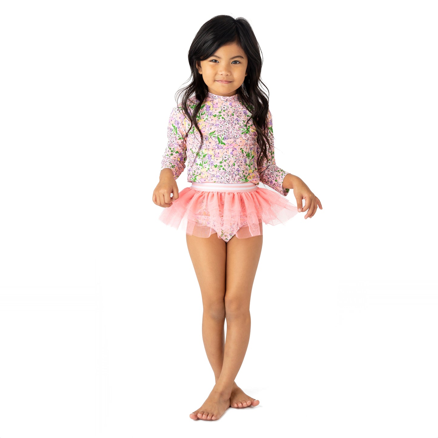 Petal Pink Girls Rashguard & Tutu Swim Set