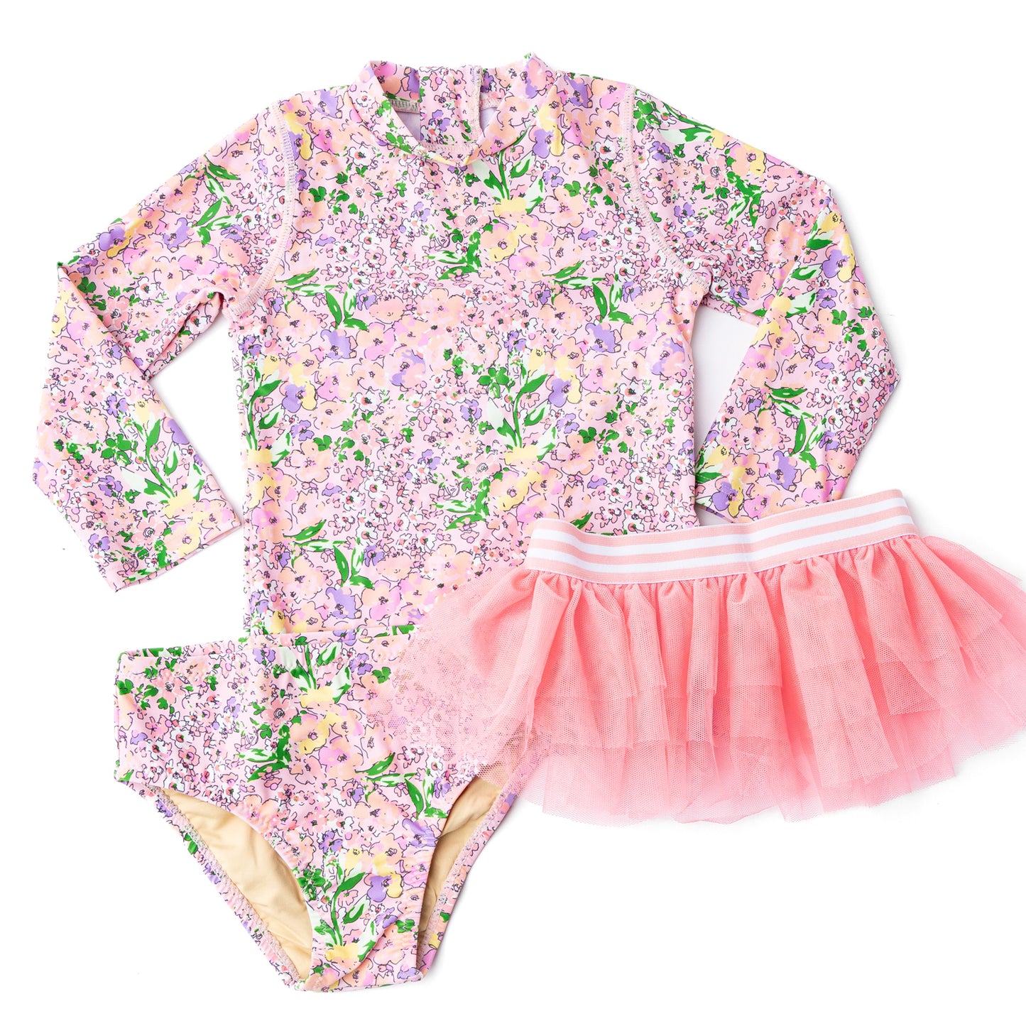 Petal Pink Girls Rashguard & Tutu Swim Set