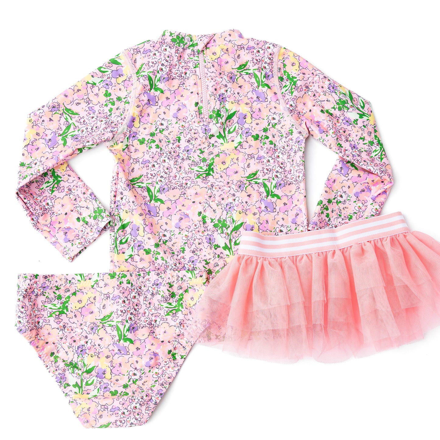 Petal Pink Girls Rashguard & Tutu Swim Set