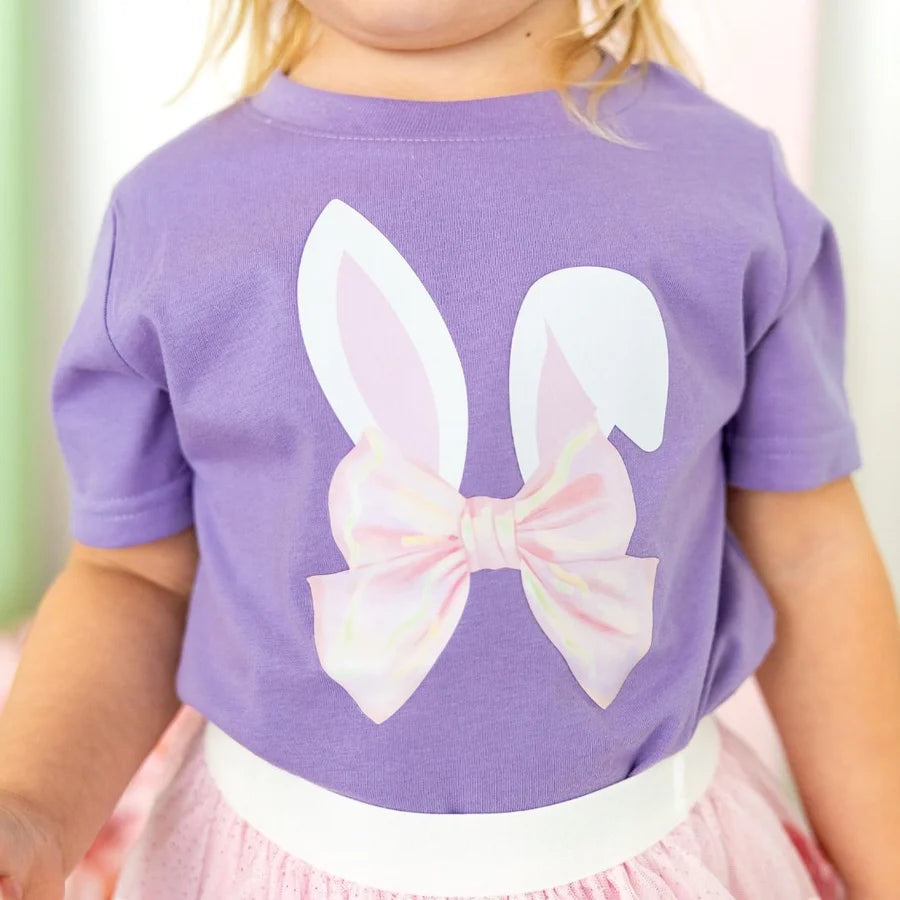 Bunny Bow Easter Short Sleeve T-Shirt - Lavender