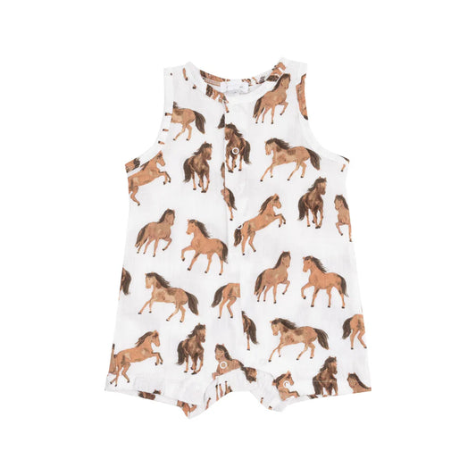 SLEEVELESS SHORTIE ROMPER - HORSES