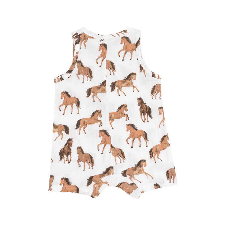 SLEEVELESS SHORTIE ROMPER - HORSES