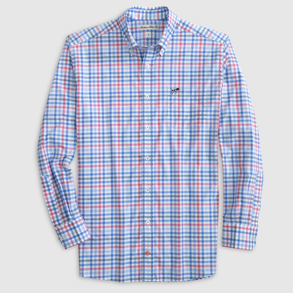 Youth Hadley Performance Button Down, Beachfront Check - Lily Pad