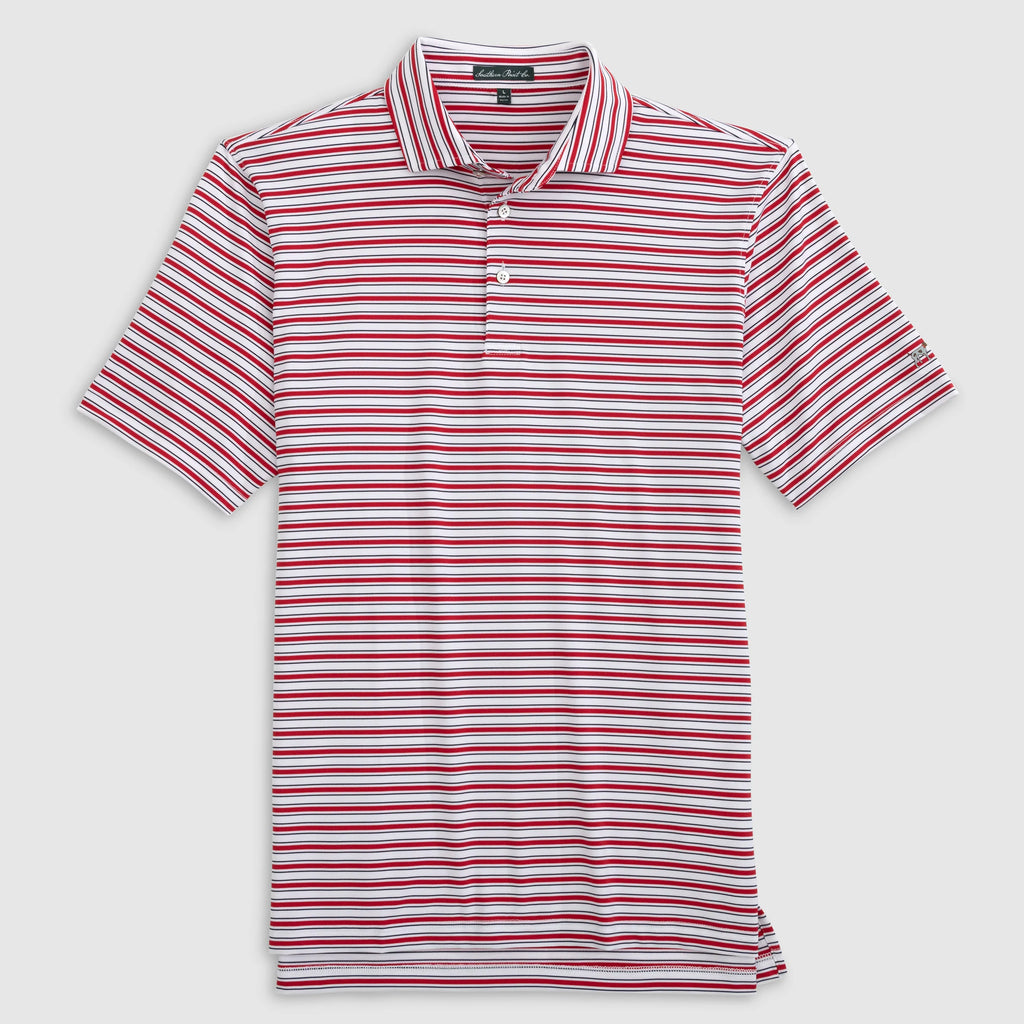 YOUTH PRO STRIPE PERFORMANCE POLO, RED, WHITE, NAVY - Lily Pad