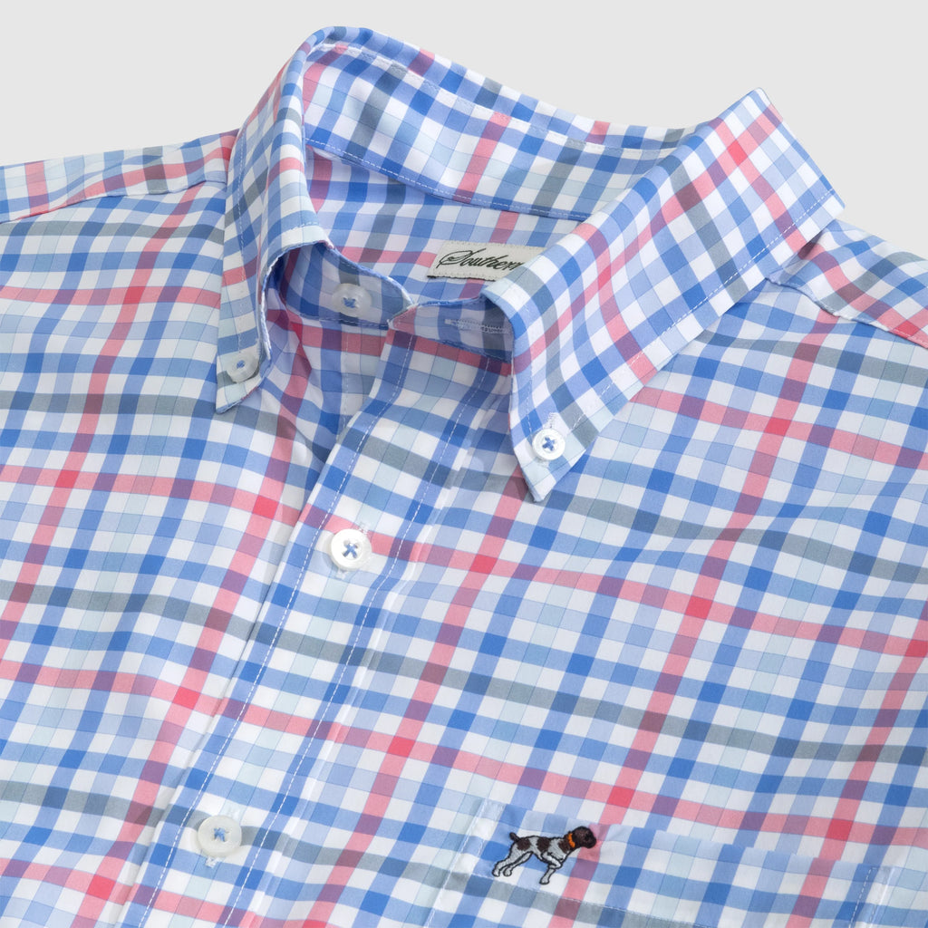 Youth Hadley Performance Button Down, Beachfront Check - Lily Pad