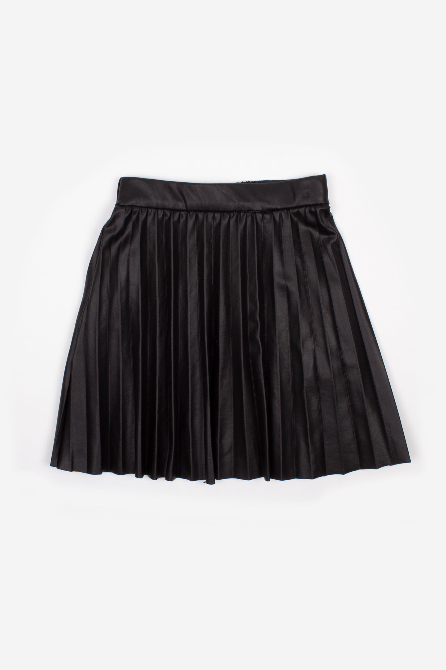 Nev & Lizzie Black Faux Leather Pleated Skirt - Lily Pad