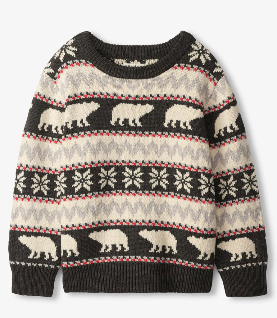 Polar Bear Fair Isle Crew Neck Sweater - Lily Pad