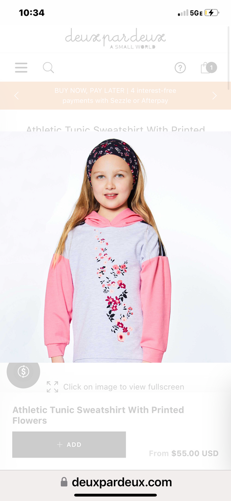 Athletic Tunic Sweatshirt With Printed Flowers - Lily Pad