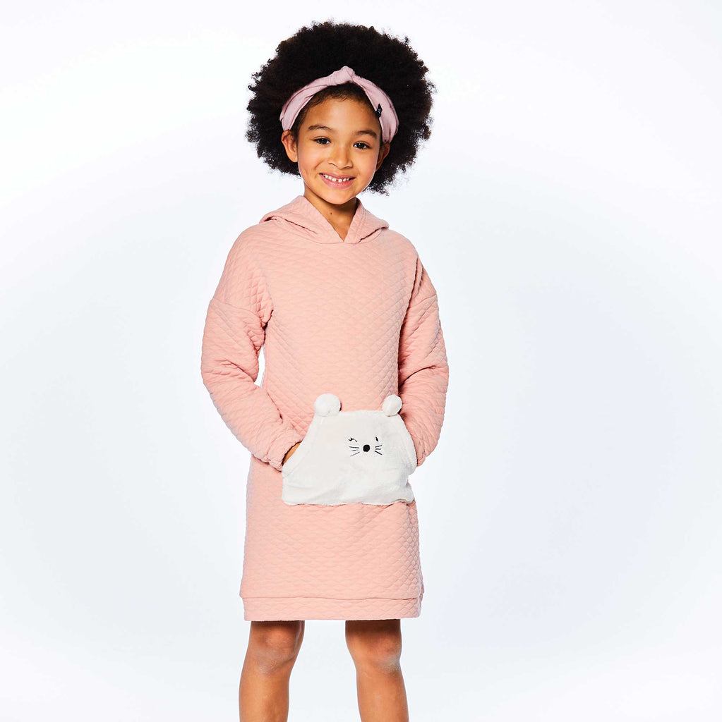 Quilted Long Sleeve Dress with Hood - Lily Pad