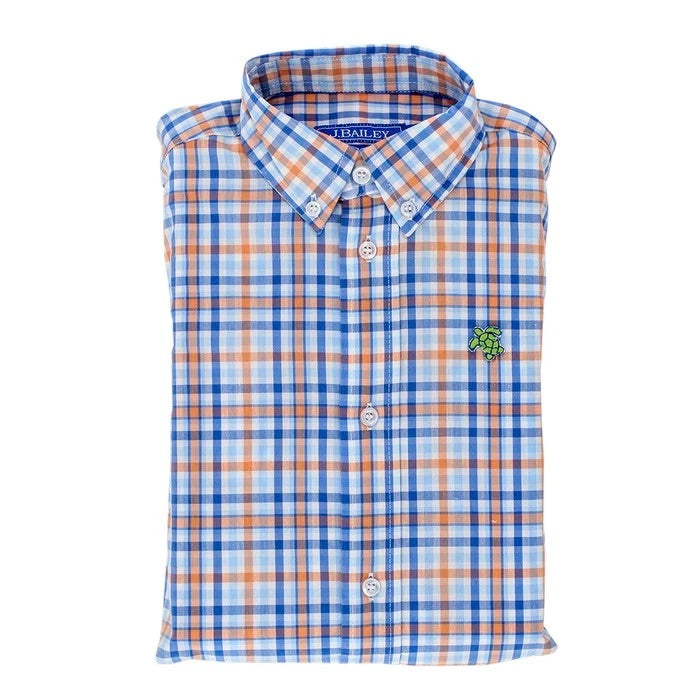 Roscoe Button Down Shirt, Gingerberry Plaid - Lily Pad