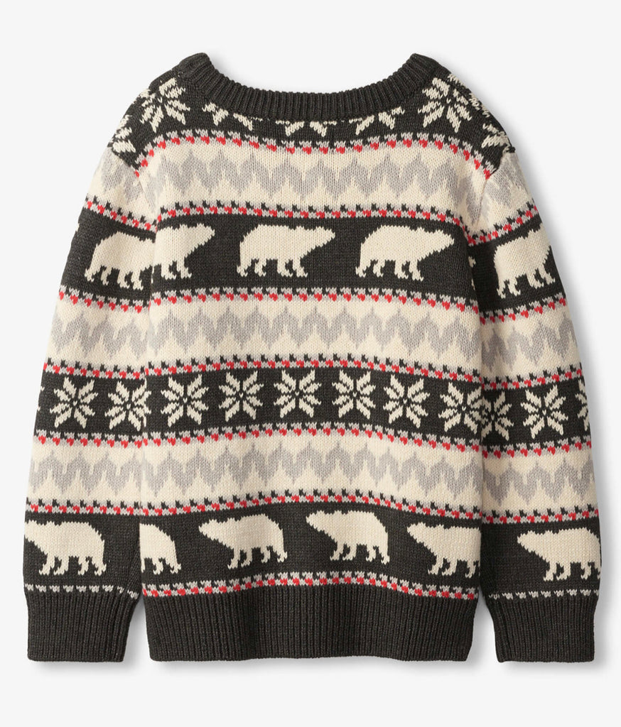 Polar Bear Fair Isle Crew Neck Sweater - Lily Pad