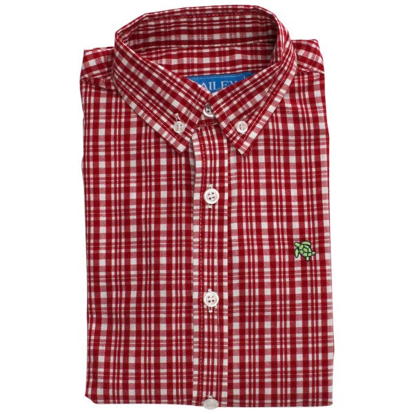 Roscoe Button Down Shirt, Red Tattersall - Lily Pad